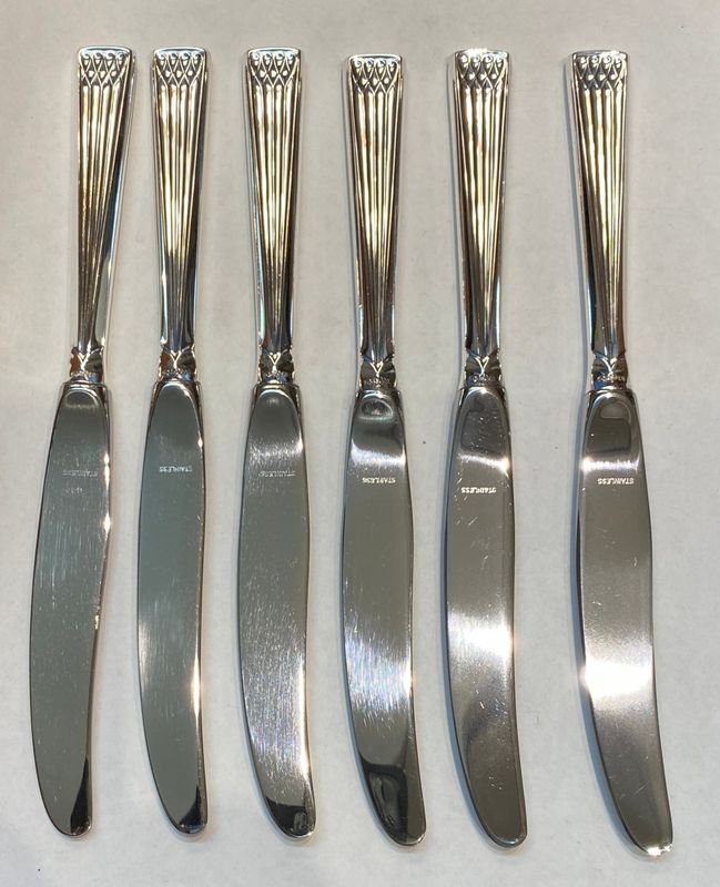 Arvesølv: 6 x Barnekniv/Dessertkniv m/kort skaft 17,2 cm