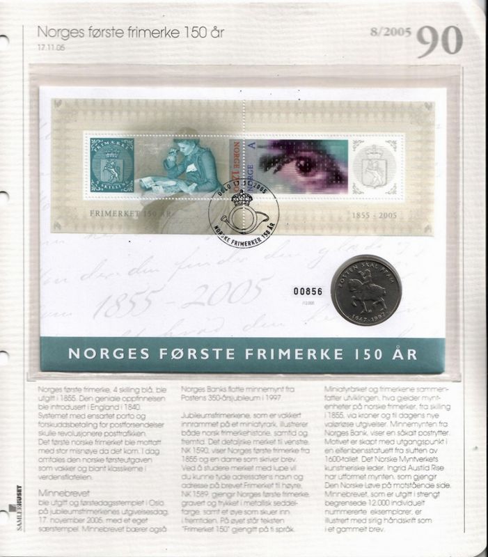 Nr 90. Norges første frimerke 150 år